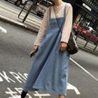 High-waist Denim Pinafore Dress