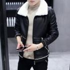 Faux Leather Zip-up Jacket