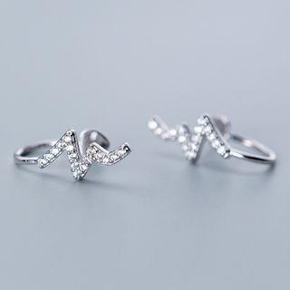 925 Sterling Silver Rhinestone Earring 1 Pair - S925 Sterling Silver - Clip On Earring - One Size