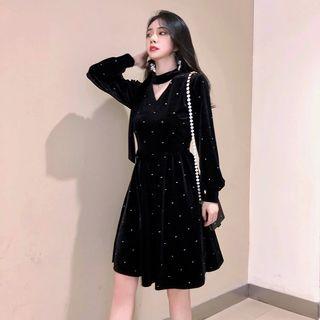 Dotted Long Sleeve Shirtdress