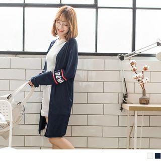 Open Front Letter Print Cardigan