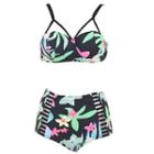 Floral Print Lattice Bikini
