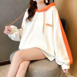 Lettering Hooded Striped Hoodie