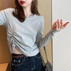 Slim-fit Ruched Crop T-shirt In 7 Colors