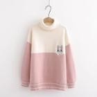 Color Block Rabbit Embroidered Sweater