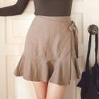 Ruffle-hem Wrap-front Mini Skirt