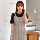 Set: Button-front Camisole Top + Frill-hem Skirt