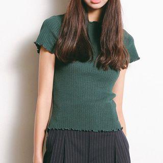 Ribbed Plain Short-sleeve Tee