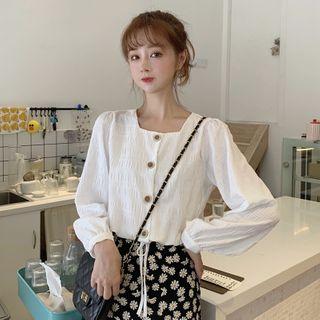 Buttoned Ruched Blouse