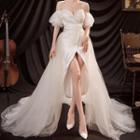 Off-shoulder High Low Wedding Gown