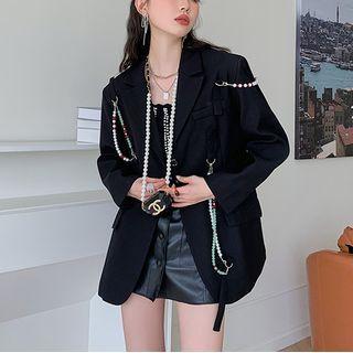 Faux Pearl Accent Blazer