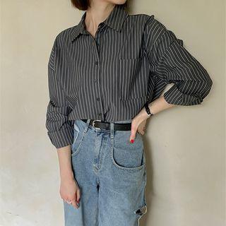 Plus Size Loose-fit Stripe Shirt