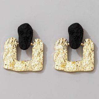 Irregular Alloy Square Dangle Earring 1 Pair - 16378 - Gold & Black - One Size
