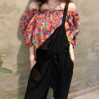 Cold Shoulder Short-sleeve Top / Jumper Shorts / Jumper Pants