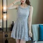 Sleeveless A-line Lace Mini Dress