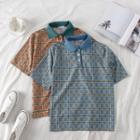 Short-sleeve Checked Polo Shirt