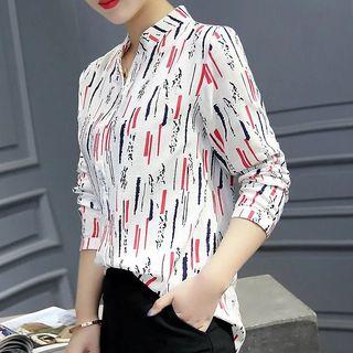 Printed Split Neck Shirt