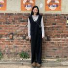 Dual-pocket Button-up Knit Jumpsuit