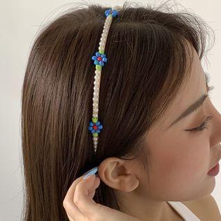 Faux Pearl + Bead Flowers Headband