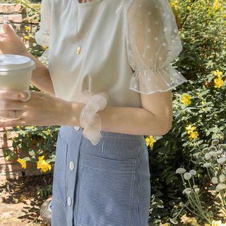 Dotted Lace-sleeve Top