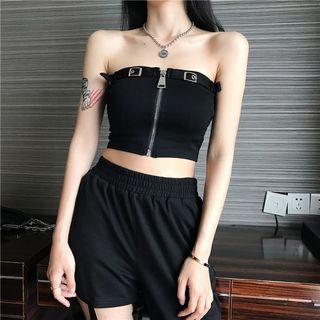 Cutout Gathered Cuff Pants + Zip Tank Top