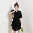 Plain Button-up Shorts / High-waist Plain Shorts As Shown In Figure - One Size