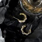 Faux Pearl Alloy Open Hoop Earring Era065-13 - 1 Pair - Gold - One Size
