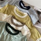 Contrast-trim Short Sleeve Knit T-shirt