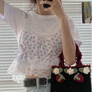 Floral Lace Camisole Top / Short-sleeve T-shirt