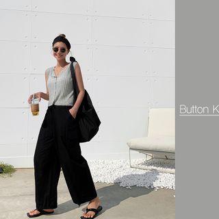 Button-up Rib-knit Vest