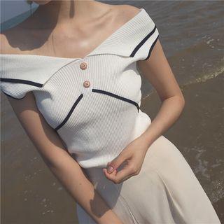 Ribbed V-neck Sleeveless Top