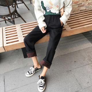 Fleece Lining Straight-cut Jeans