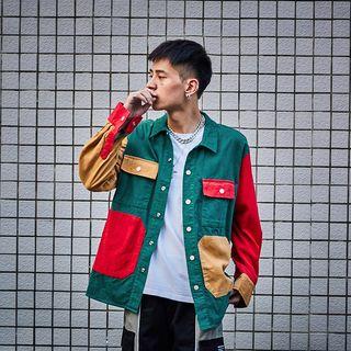 Cololrblock Corduroy Jacket