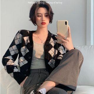 Argyle Cardigan / Camisole Top