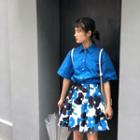 Plain Short-sleeve Shirt / Flower Print A-line Skirt