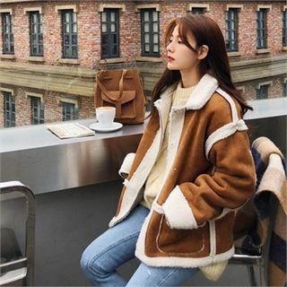 Pocket-detail Faux-shearling Jacket Ivory - One Size