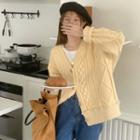 Cable-knit Loose-fit Cardigan Almond - One Size