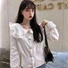 Long-sleeve Collared Button Up Blouse