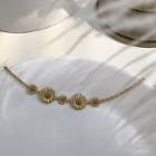 925 Sterling Daisy Bracelet S085 - Gold - One Size