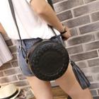 Round Faux Leather Shoulder Bag