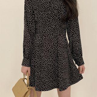 Tie-back A-line Floral Dress Black - One Size
