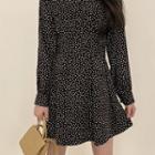 Tie-back A-line Floral Dress Black - One Size