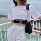 Set: Short-sleeve Lettering Cropped T-shirt + Crop Tank Top