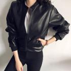 Faux Leather Jacket Black - 160/84a