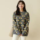 Cherry-patterned Loose-fit Sweater