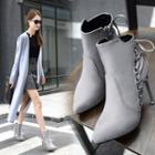 Pointy Toe Lace-up High Heel Ankle Boots