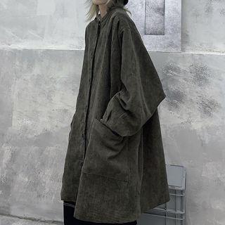 Corduroy Buttoned Jacket Dark Gray - One Size