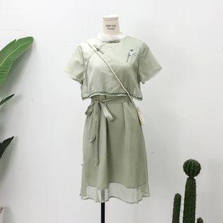Frog-button Embroidered Qipao Dress