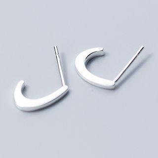 925 Sterling Silver Letter J Earring S925 Silver - 1 Pair - Silver - One Size