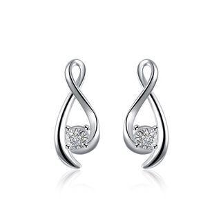 Simple And Fashion 8-shaped Cubic Zircon Stud Earrings Silver - One Size